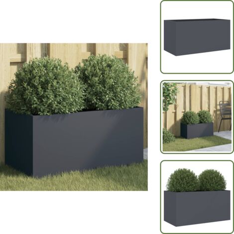 The Living Store Jardinera acero gris antracita 62x30x29 cm - Jardinera decorativa