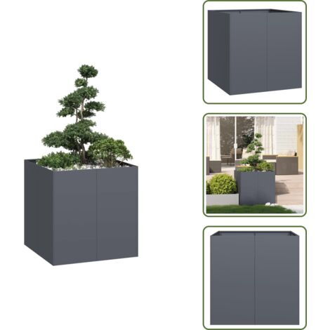 The Living Store Jardinera acero gris antracita 80x80x80 cm - Jardín