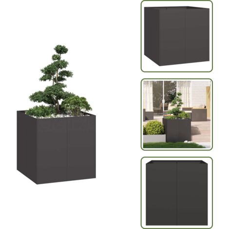 The Living Store Jardinera acero negro 80x80x80 cm - Jardinera de acero