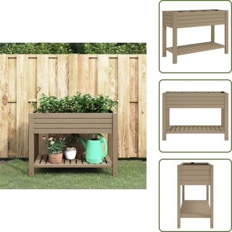 The Living Store Jardinera alta polipropileno marrón claro 110x45x79 cm - Maceta de jardín