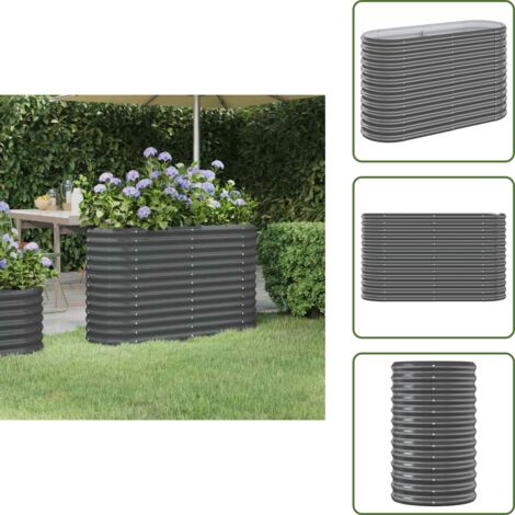 The Living Store Jardinera arriate acero galvanizado antracita 114x40x68 cm - Maceta de acero galvanizado