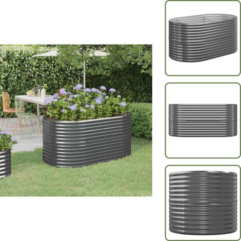 The Living Store Jardinera arriate acero galvanizado antracita 152x80x68 cm - Maceta de acero galvanizado