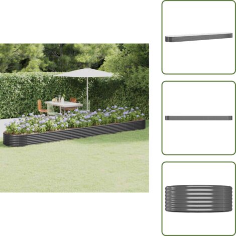 The Living Store Jardinera arriate acero galvanizado antracita 544x100x36cm - Maceta de acero galvanizado