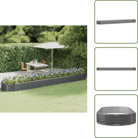 The Living Store Jardinera arriate acero galvanizado antracita 600x140x36cm - Maceta de jardín