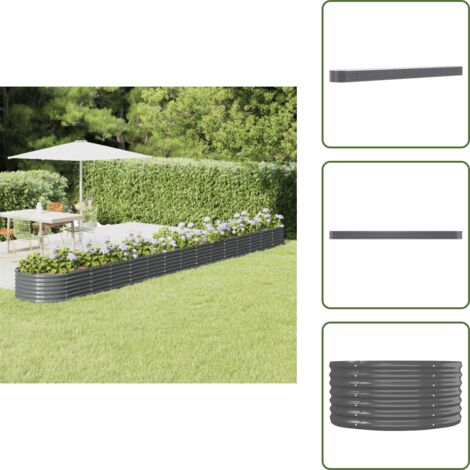 The Living Store Jardinera arriate acero galvanizado antracita 620x80x36 cm - Maceta de acero galvanizado
