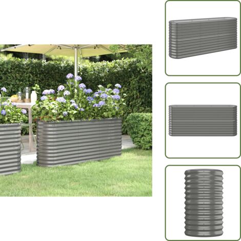 The Living Store Jardinera arriate acero galvanizado gris 152x40x68 cm - Maceta de acero galvanizado
