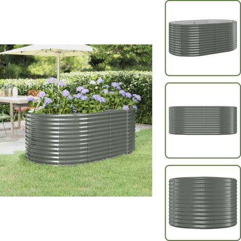 The Living Store Jardinera arriate acero galvanizado gris 175x100x68 cm - Maceta de acero galvanizado