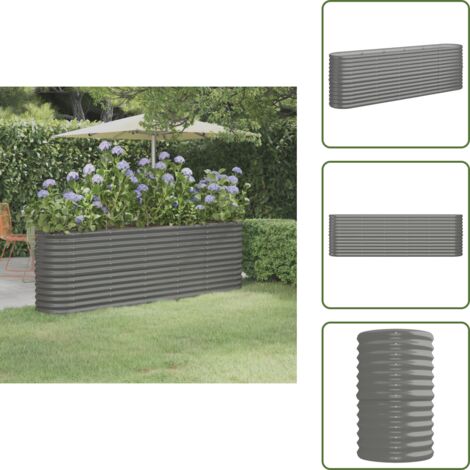 The Living Store Jardinera arriate acero galvanizado gris 224x40x68 cm - Maceta