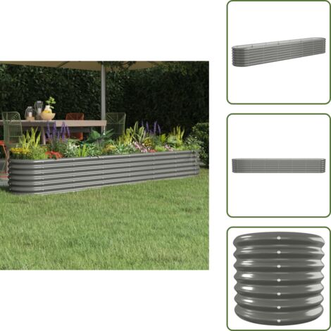 The Living Store Jardinera arriate acero galvanizado gris 260x40x36 cm - Maceta