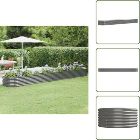 The Living Store Jardinera arriate acero galvanizado gris 440x80x36 cm - Maceta de acero galvanizado