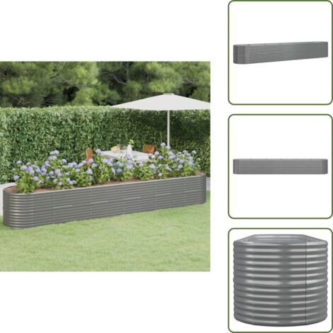 The Living Store Jardinera arriate acero galvanizado gris 440x80x68 cm - Maceta