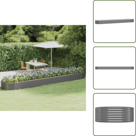 The Living Store Jardinera arriate acero galvanizado gris 507x100x36 cm - Maceta