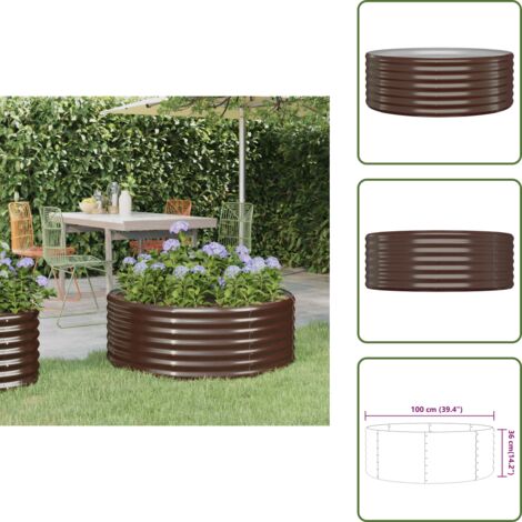 The Living Store Jardinera arriate acero galvanizado marrón 100x100x36cm - Maceta de jardín