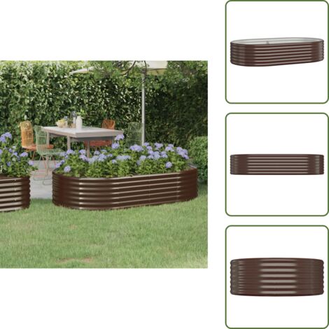 The Living Store Jardinera arriate acero galvanizado marrón 175x100x36cm - Maceta de jardín