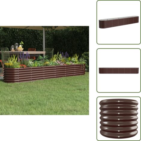 The Living Store Jardinera arriate acero galvanizado marrón 260x40x36 cm - Maceta de jardín