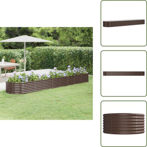 The Living Store Jardinera arriate acero galvanizado marrón 368x80x36 cm - Maceta de jardín