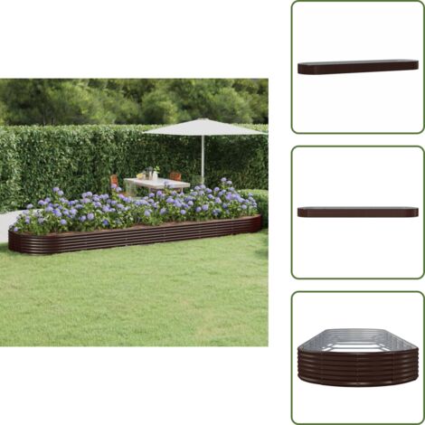 The Living Store Jardinera arriate acero galvanizado marrón 523x140x36cm - Maceta de acero galvanizado