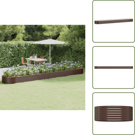 The Living Store Jardinera arriate acero galvanizado marrón 544x100x36cm - Maceta de acero galvanizado
