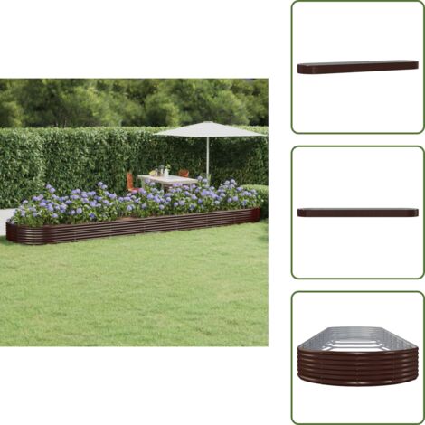 The Living Store Jardinera arriate acero galvanizado marrón 600x140x36cm - Maceta de jardín