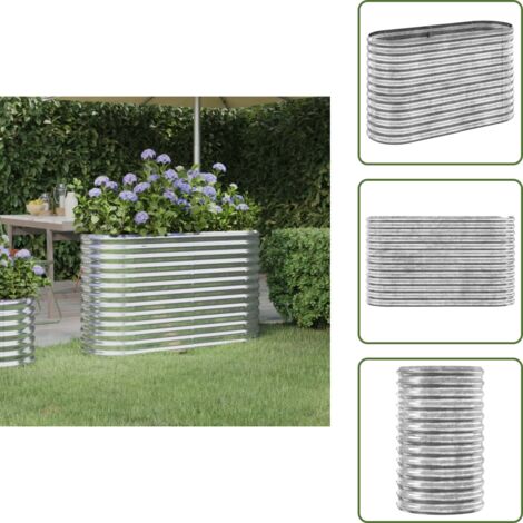 The Living Store Jardinera arriate acero galvanizado plata 114x40x68 cm - Macetas