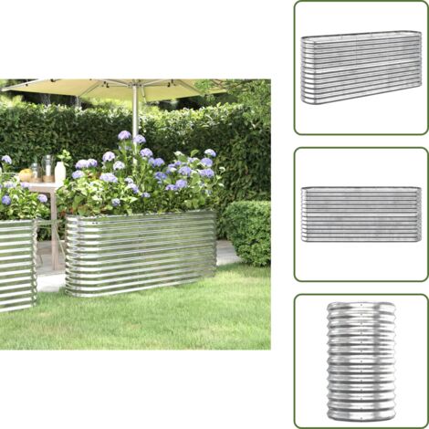 The Living Store Jardinera arriate acero galvanizado plata 152x40x68 cm - Maceta