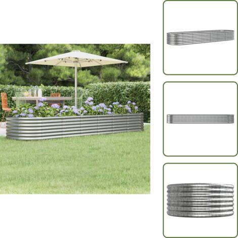 The Living Store Jardinera arriate acero galvanizado plata 296x80x36 cm - Maceta de acero galvanizado
