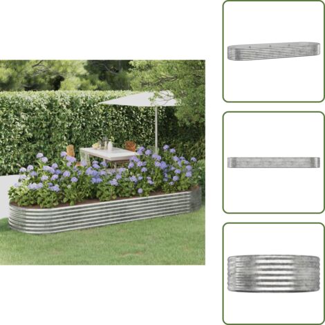 The Living Store Jardinera arriate acero galvanizado plata 322x100x36 cm - Macetas