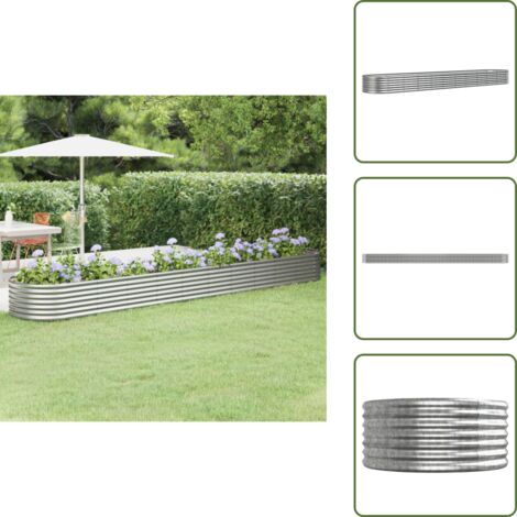 The Living Store Jardinera arriate acero galvanizado plata 440x80x36 cm - Maceta