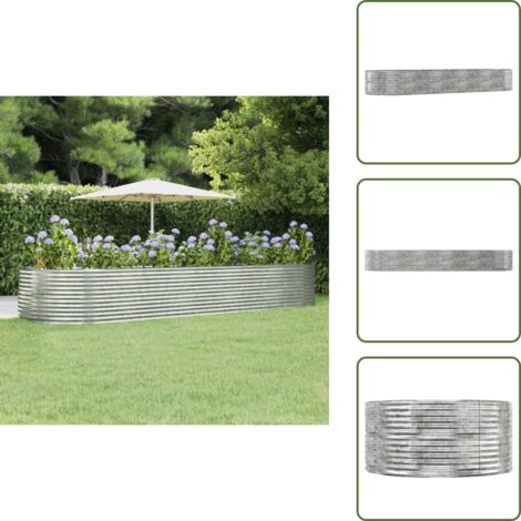 The Living Store Jardinera arriate acero galvanizado plata 447x140x68 cm - Maceta de acero galvanizado