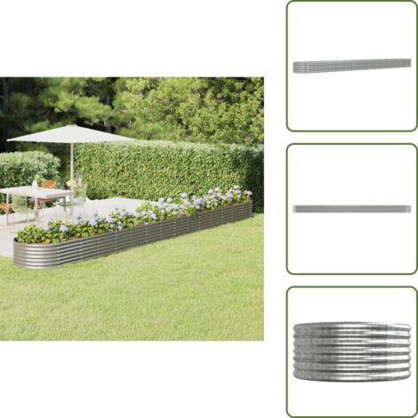 The Living Store Jardinera arriate acero galvanizado plata 620x80x36 cm - Maceta