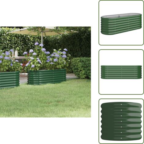 The Living Store Jardinera arriate acero galvanizado verde 114x40x36 cm - Maceta de acero galvanizado