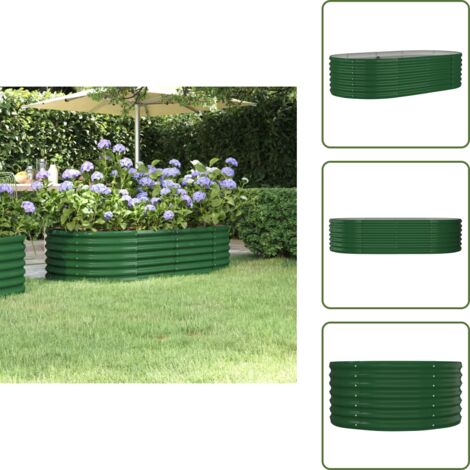 The Living Store Jardinera arriate acero galvanizado verde 152x80x36 cm - Maceta de acero galvanizado