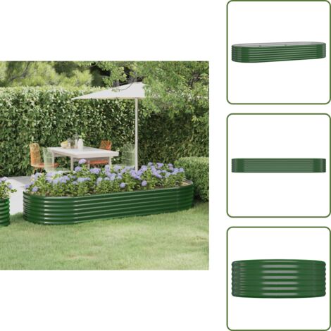 The Living Store Jardinera arriate acero galvanizado verde 249x100x36 cm - Maceta de acero galvanizado