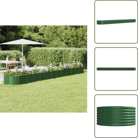 The Living Store Jardinera arriate acero galvanizado verde 512x80x36 cm - Maceta
