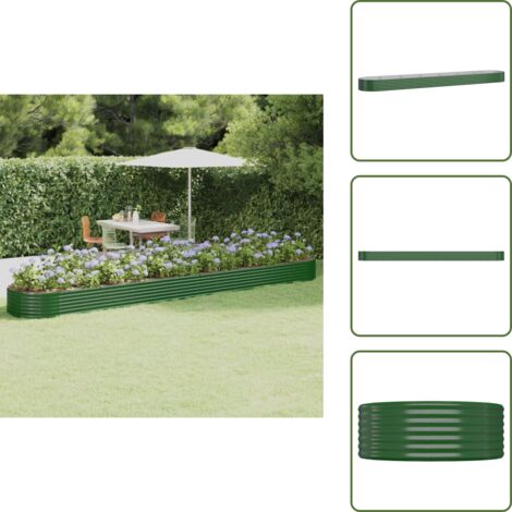 The Living Store Jardinera arriate acero galvanizado verde 544x100x36 cm - Maceta de acero galvanizado