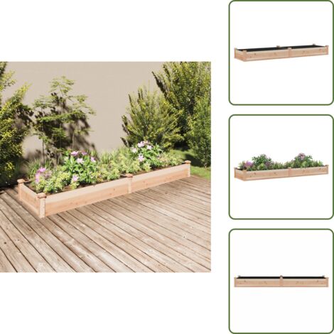 The Living Store Jardinera arriate con forro madera maciza abeto 240x60x25 cm - Jardinera con forro