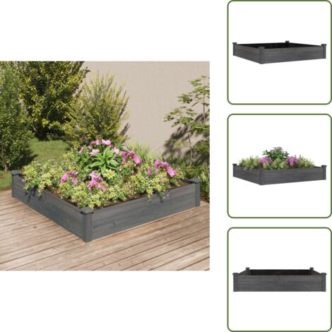 The Living Store Jardinera arriate forro madera maciza abeto marrón 120x120x25cm - Jardinera de abeto