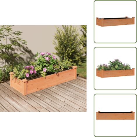 The Living Store Jardinera arriate forro madera maciza abeto marrón 120x45x25 cm - Jardinera con forro
