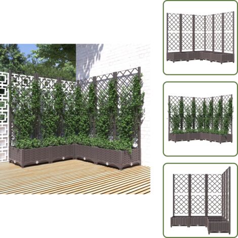 The Living Store Jardinera con enrejado PP marrón 120x120x121,5 cm - Jardinera exterior