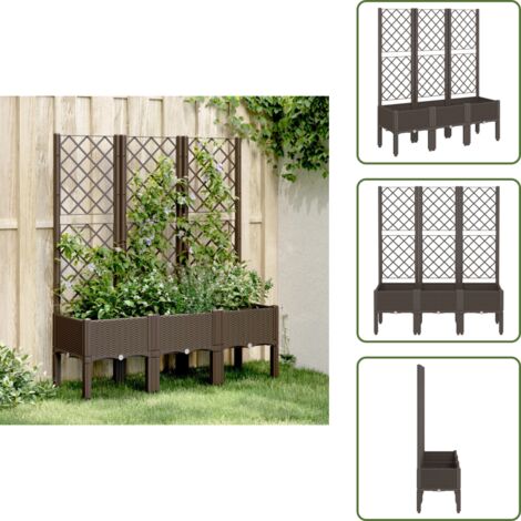 The Living Store Jardinera con enrejado PP marrón 120x40x142 cm - Jardinera de exterior
