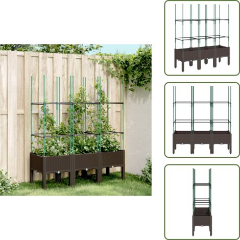 The Living Store Jardinera con enrejado PP marrón 120x40x142,5 cm - Jardinera de exterior