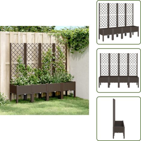 The Living Store Jardinera con enrejado PP marrón 160x40x142 cm - Jardinera de exterior