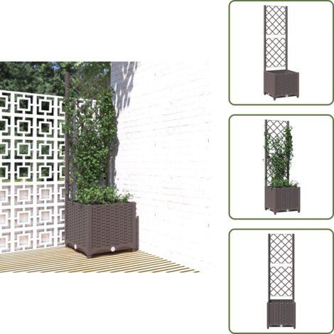 The Living Store Jardinera con enrejado PP marrón 40x40x136 cm - Jardinera exterior
