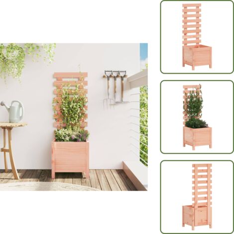 The Living Store Jardinera con estantería madera maciza Douglas 39x39,5x114 cm - Maceta para jardín