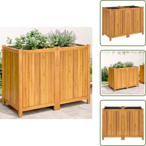 The Living Store Jardinera con forro madera maciza de acacia 100x50x75 cm - Jardinera de patio