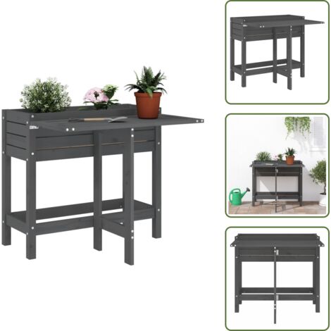 The Living Store Jardinera con tapa plegable madera maciza de pino gris - Jardinera plegable