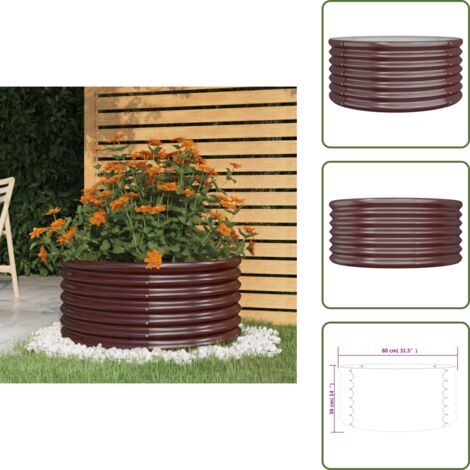 The Living Store Jardinera de acero galvanizado marrón 80x80x36 cm - Maceta de acero galvanizado