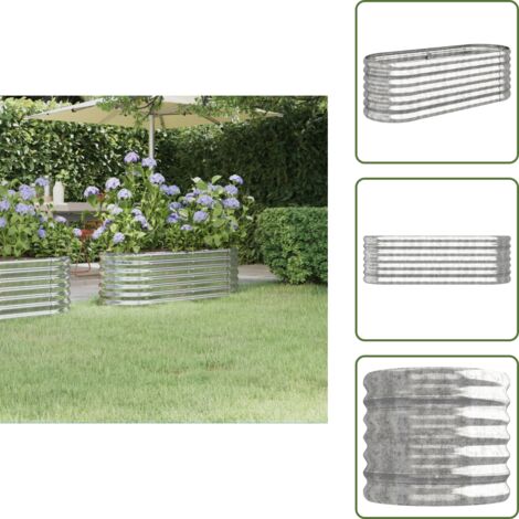 The Living Store Jardinera de acero galvanizado plateado 114x40x68 cm - Maceta de metal