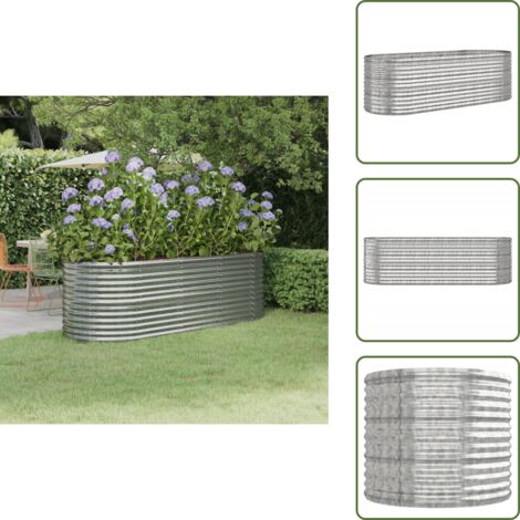 The Living Store Jardinera de acero galvanizado plateado 224x80x68 cm - Maceta de metal