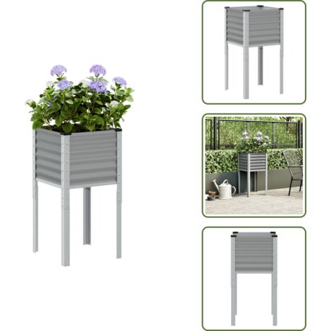 The Living Store Jardinera de acero gris 45x45x88 cm - Jardinera gris